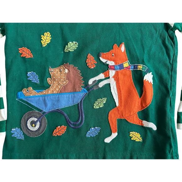 Mini Boden Fox & Hedgehog Fall Fun Applique Long Sleeve T Shirt Size 3-4 - Picture 2 of 3